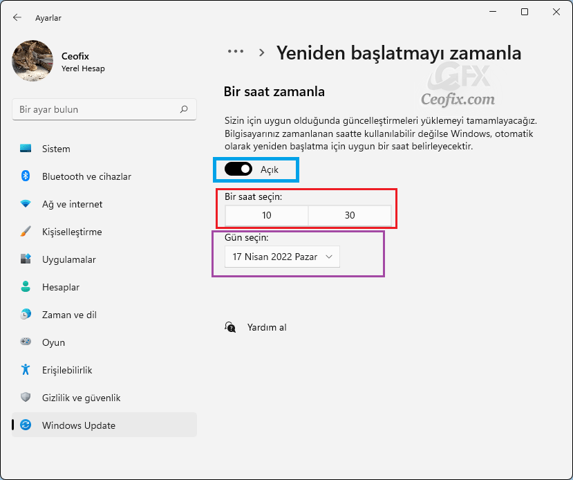 Yeniden başlatmayı zamanla