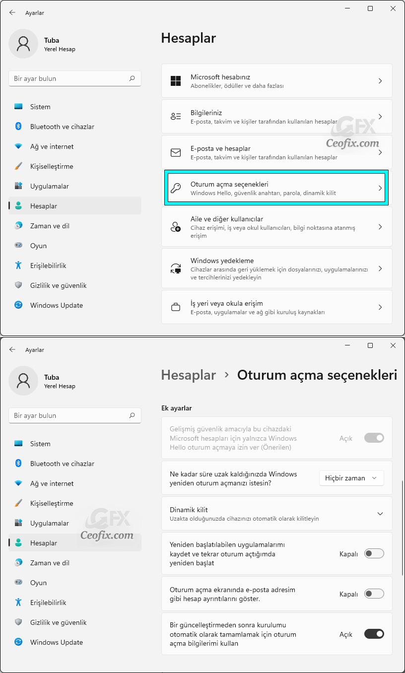 Bilgisayar Uyanırken Parola istemesini Devre Dışı Bırakın