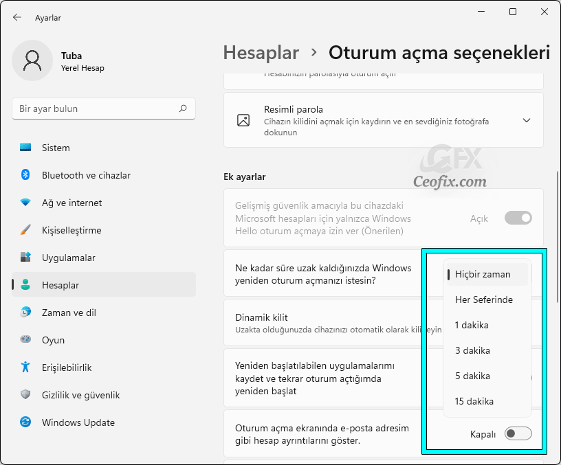 Bilgisayar Uyanırken Parola İstesin