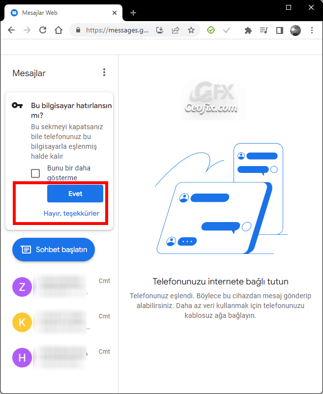 Web için Google Mesajlar