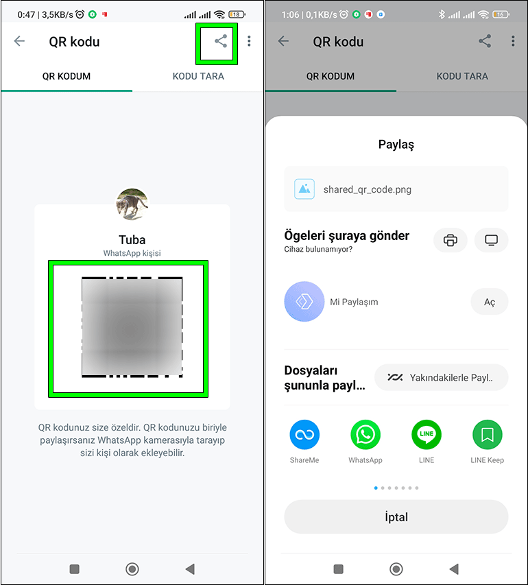 WhatsApp QR Kodumu nasıl paylaşabilirim?