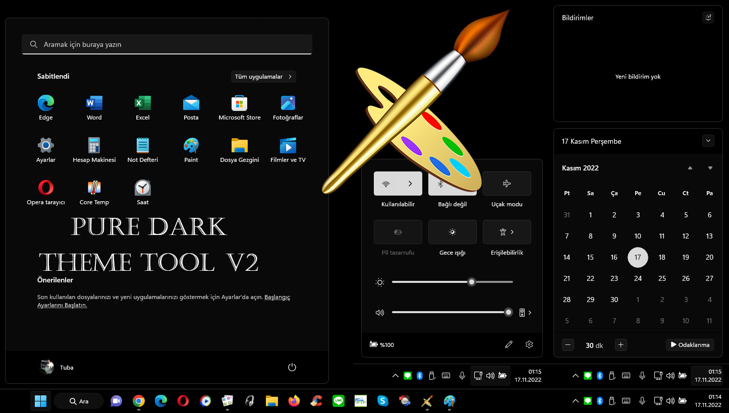 Windows İçin Pure Dark Theme Tool V2-Gerçek Siyah Tema Kullan