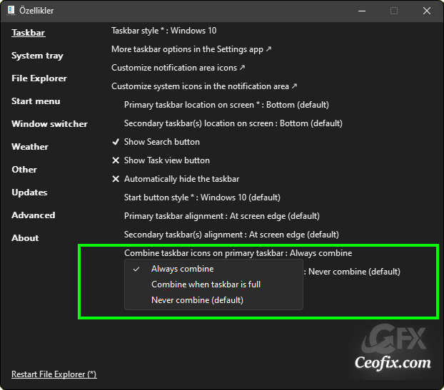 taskbar özellikler taskbar özellikler