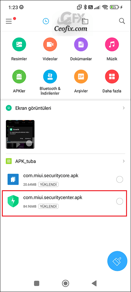 Güvenlik Uygulaması APK dosyası