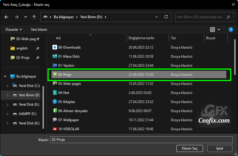 Klasör seç Klasör seç