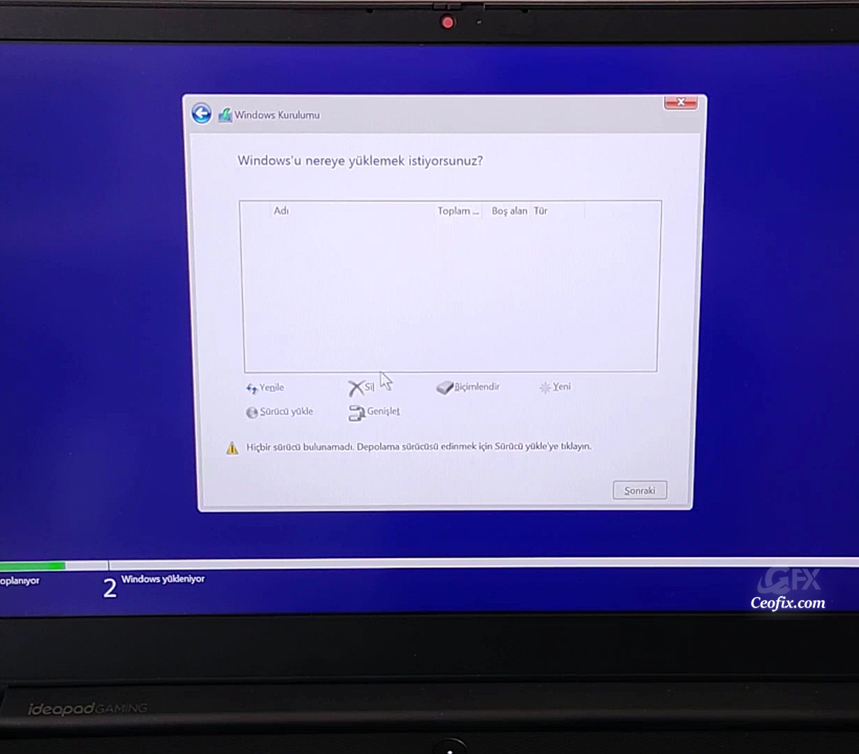 Windows Kurarken SSD-HDD Hiç bir Sürücüyü Görmüyor Sorunun Çözümü